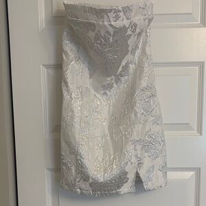 Elegant white & Silver Floral Women's dress